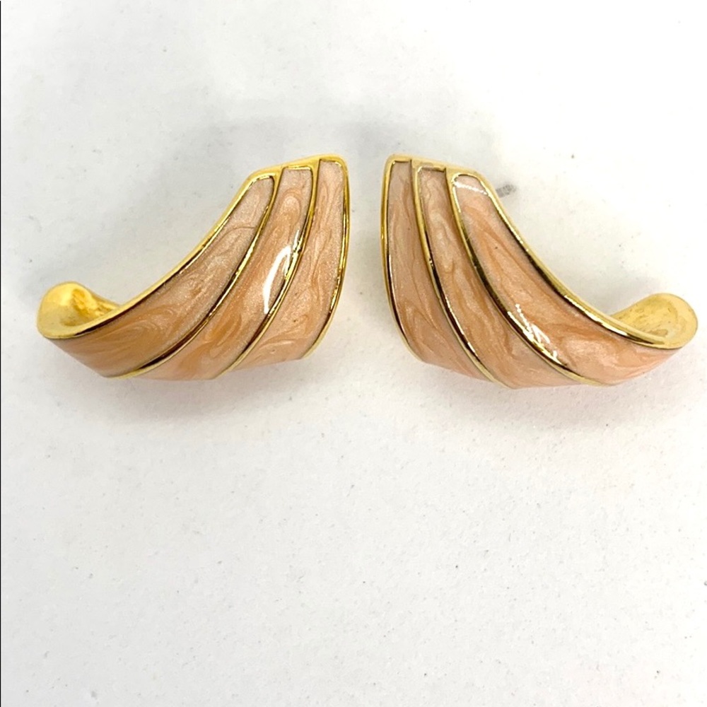 Vintage Napier peach enameled earrings